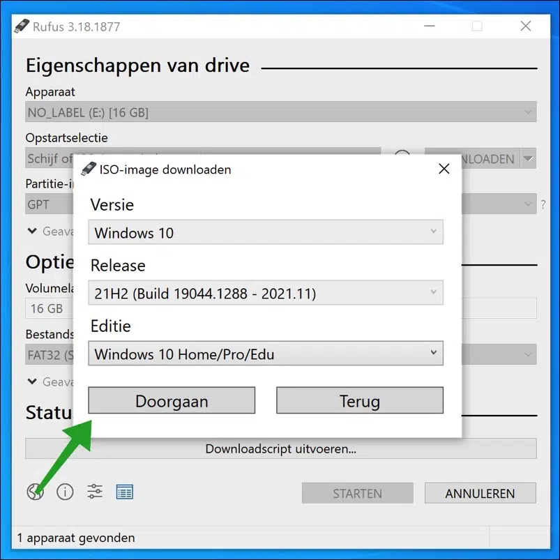 Windows 10 editie selecteren via RUFUS