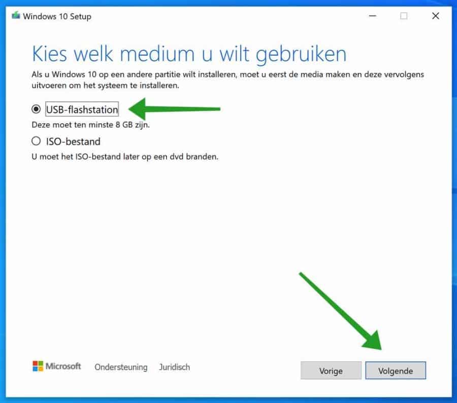Windows 10 installatie media aanmaken voor usb-stick