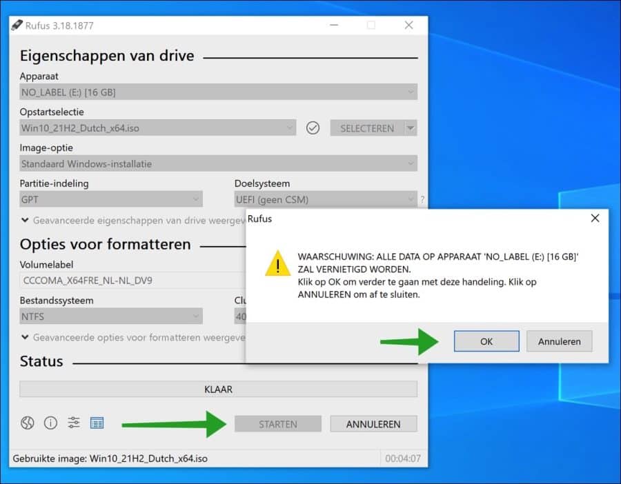 Installieren Sie Windows 10 über Rufus auf USB