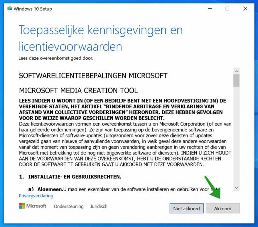 Windows 10 setup voorwaarden