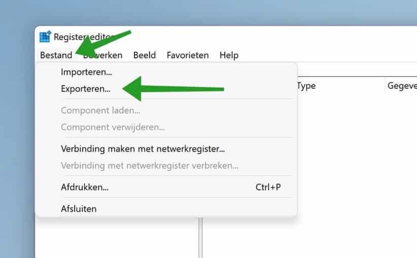 Windows-register exporteren in Windows 11