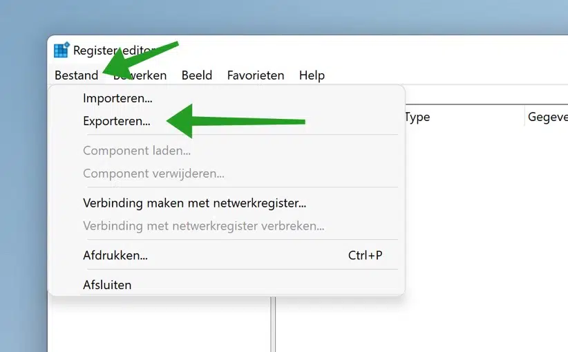 Windows-register exporteren in Windows 11