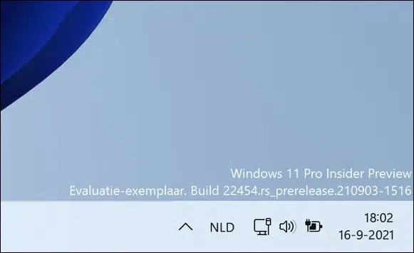 evaluatie watermerk in Windows 11