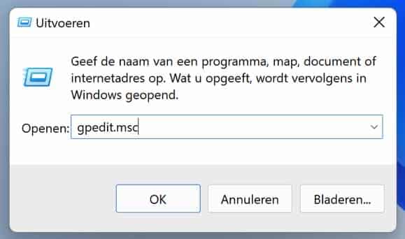 gpedit msc openen in Windows 11