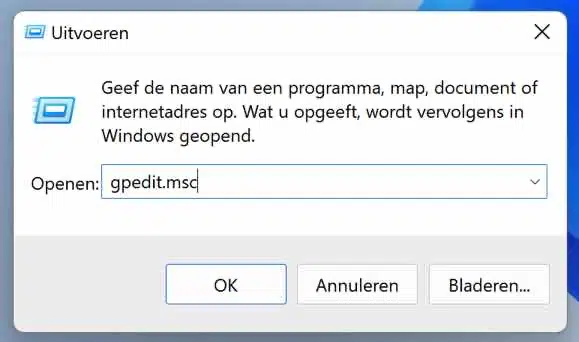 gpedit msc openen in Windows 11