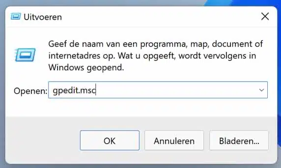 gpedit msc openen in Windows 11