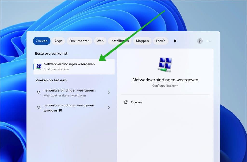 netwerkverbindingen weergeven