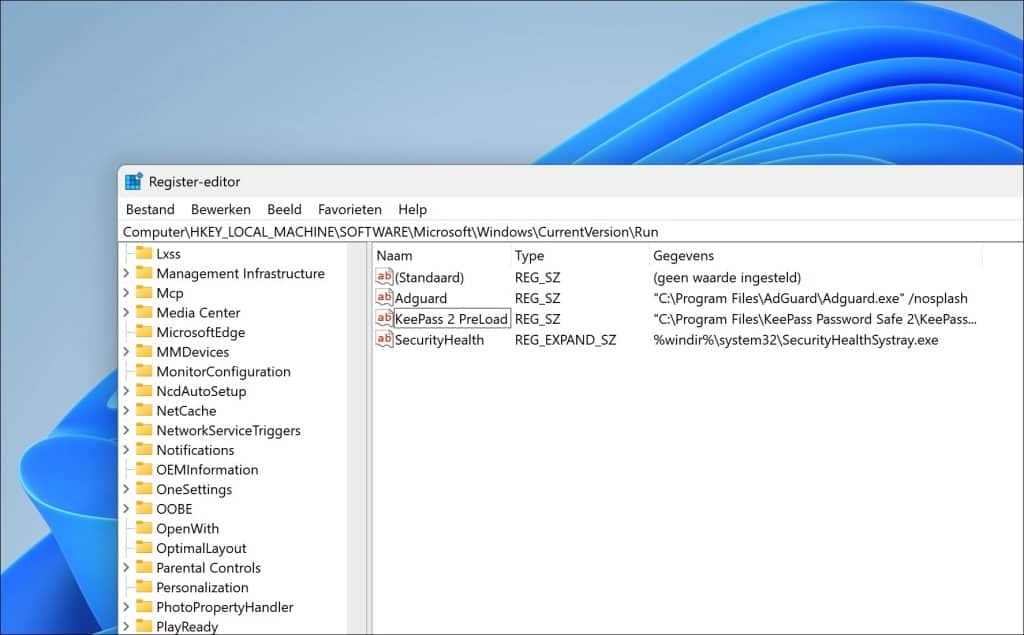 opstart apps uit register verwijderen