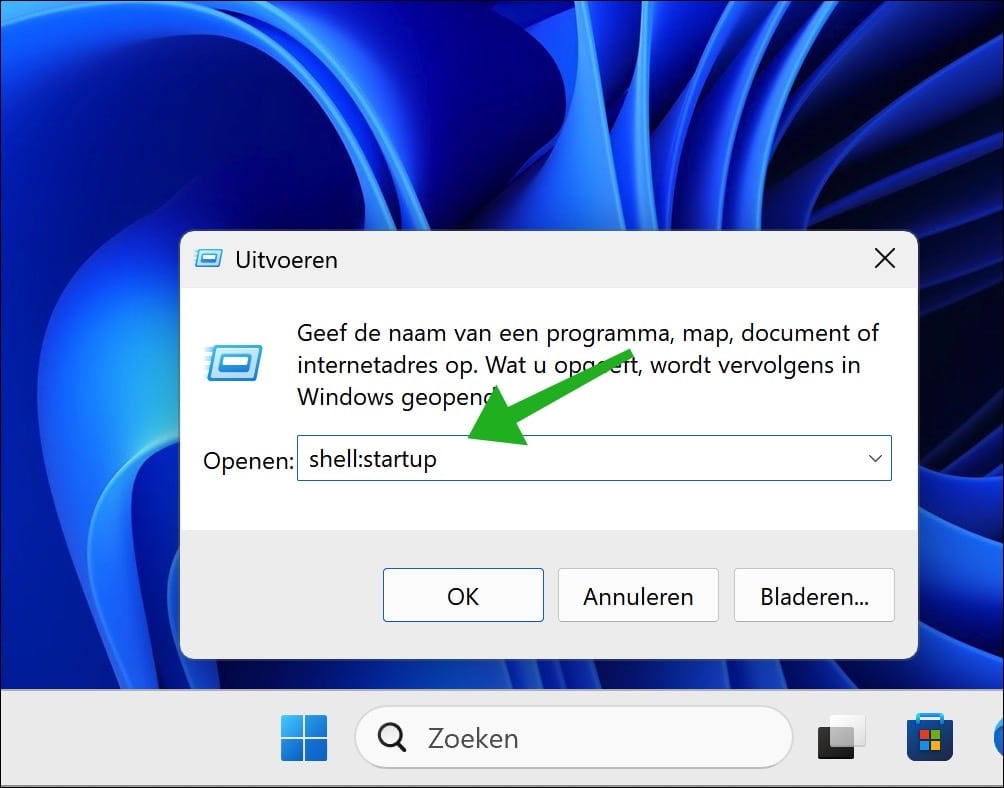 shell startup map openen