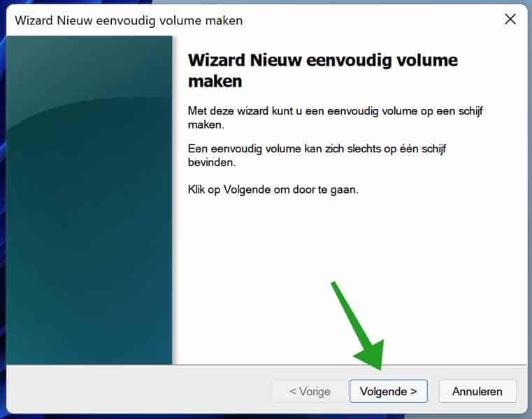 volume aanmaken op externe usb schijf