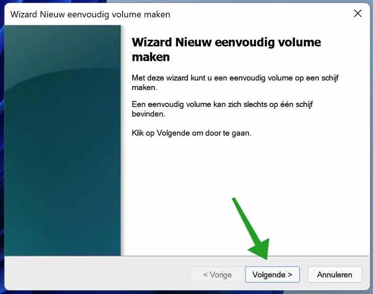 volume aanmaken op externe usb schijf