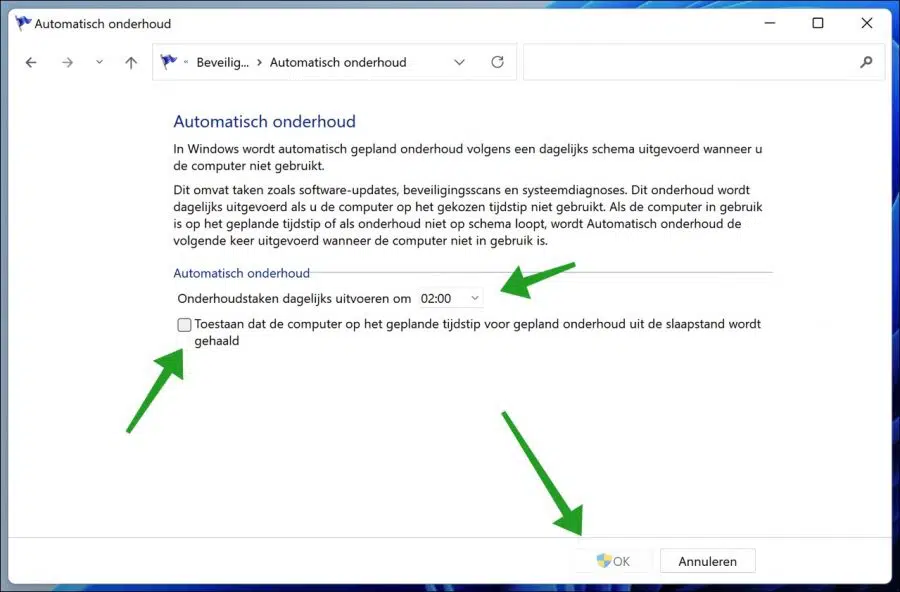 Automatisch onderhoud inplannen in Windows 11
