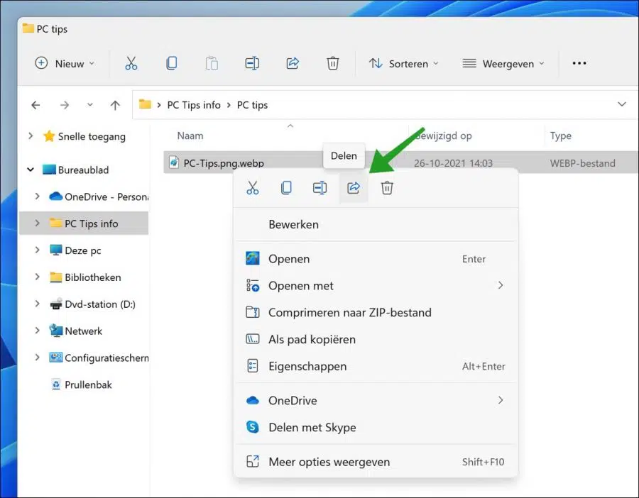 Bestand delen via Windows verkenner