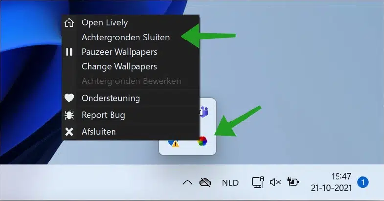 Bewegende achtergrond sluiten