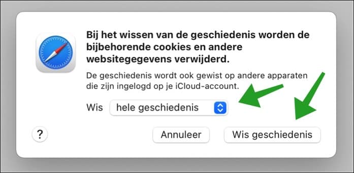 geschiedenis wissen safari mac