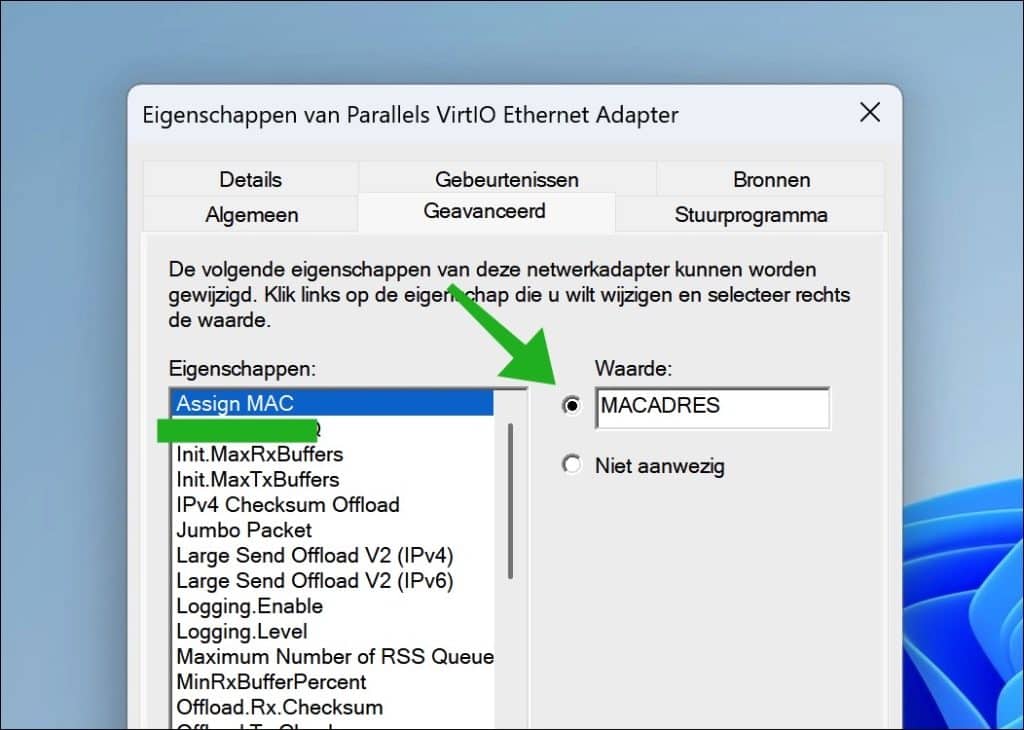 Hoe wijzig ik Mac adres in Windows 11