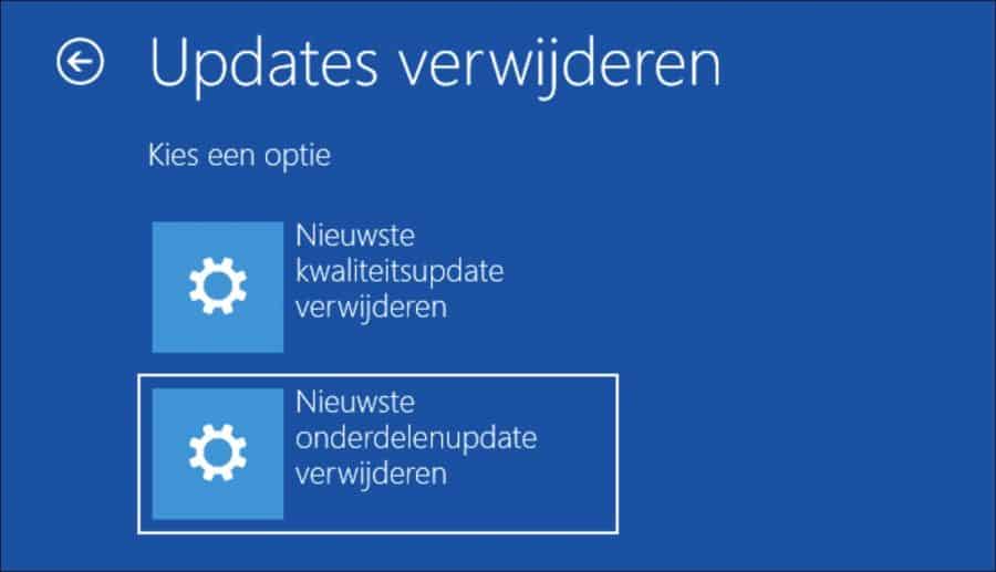 Kwaliteit of onderdelen update verwijderen