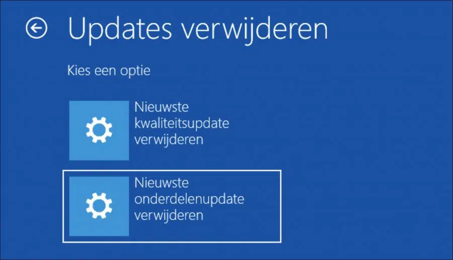 Kwaliteit of onderdelen update verwijderen