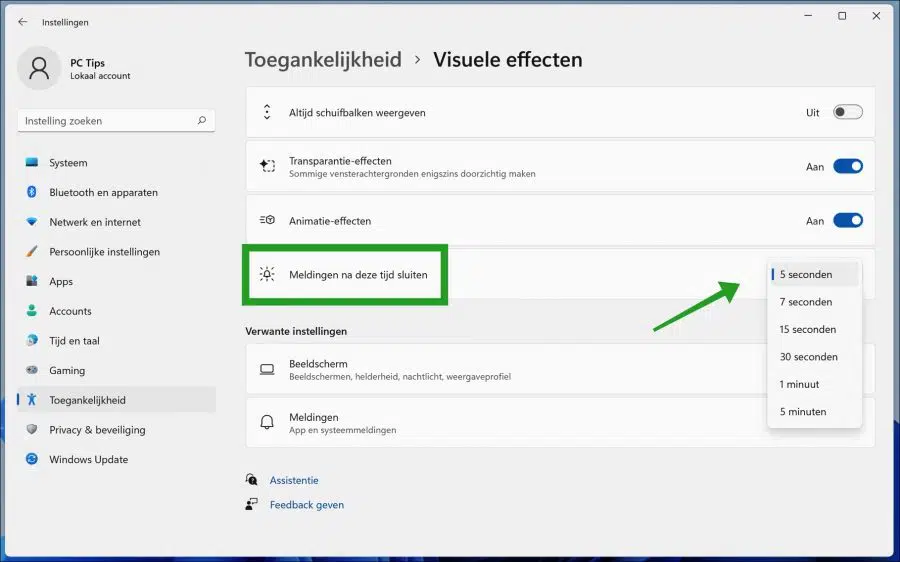 Meldingen na deze tijd sluiten Windows 11