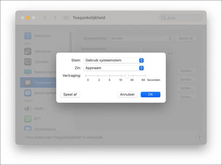 Meldingen uitspreken mac