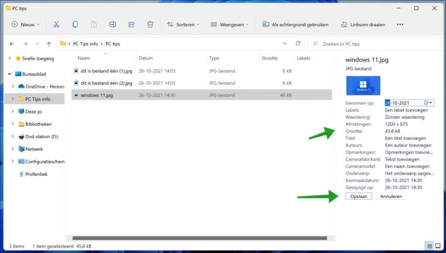 Meta data wijzigen in Windows 11