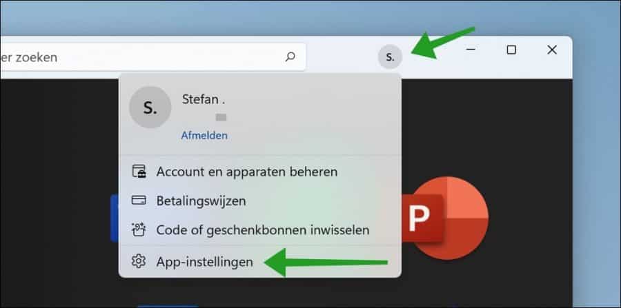 Microsoft Store app-instellingen