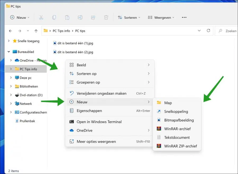 Nieuw bestand aanmaken in Windows verkenner