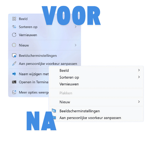 Oude rechtsklik menu terugzetten in Windows 11 voorbeeld