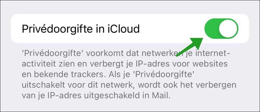 Privédoorgifte in iCloud voor Wifi netwerk uitschakelen