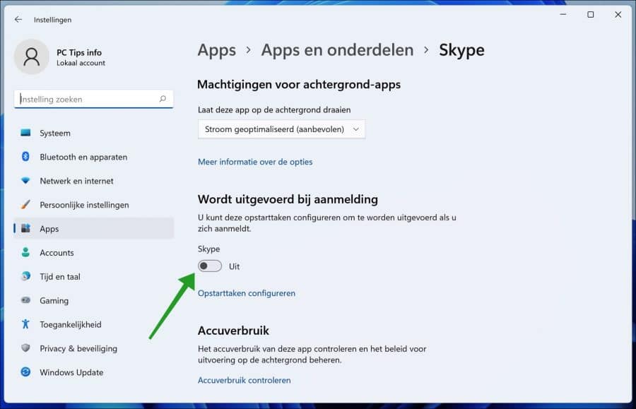 Skype opstarten uitschakelen