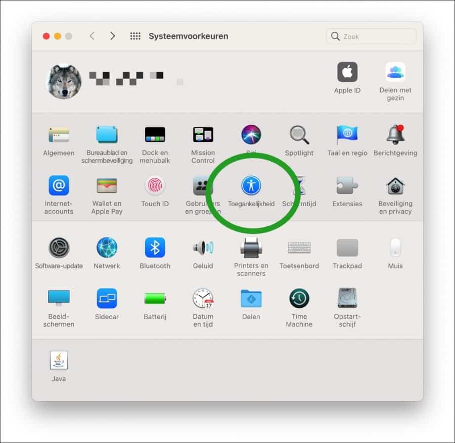 Toegankelijkheids instellingen mac