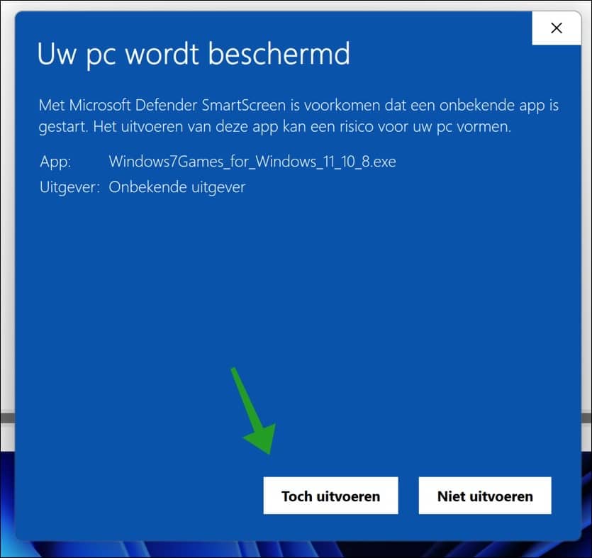 Uw PC Wordt beschermd melding accepteren