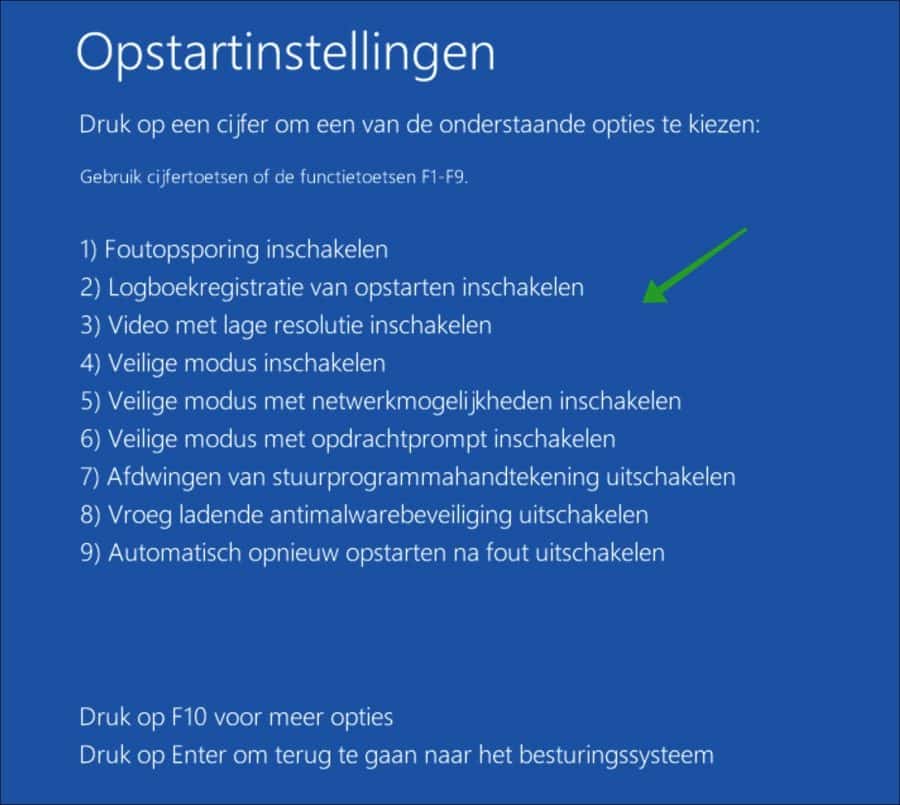 Veilig modus opstartopties in Windows 11