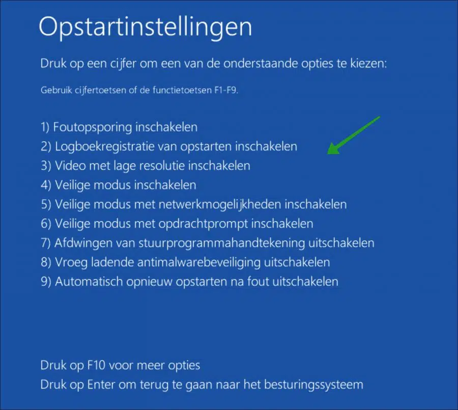 Veilig modus opstartopties in Windows 11