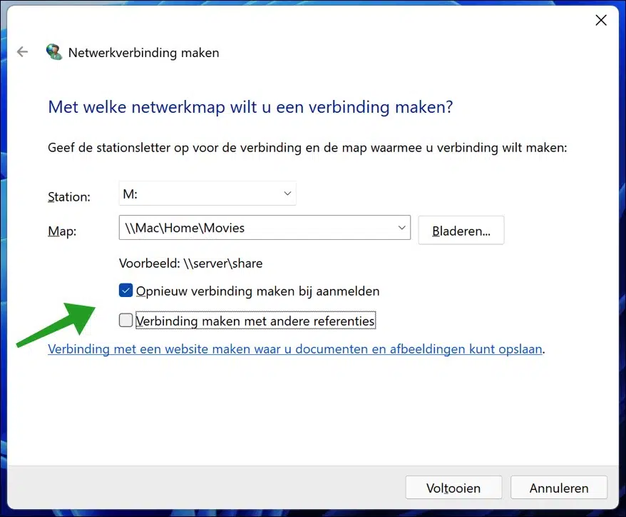 Verbinding maken met netwerkmap