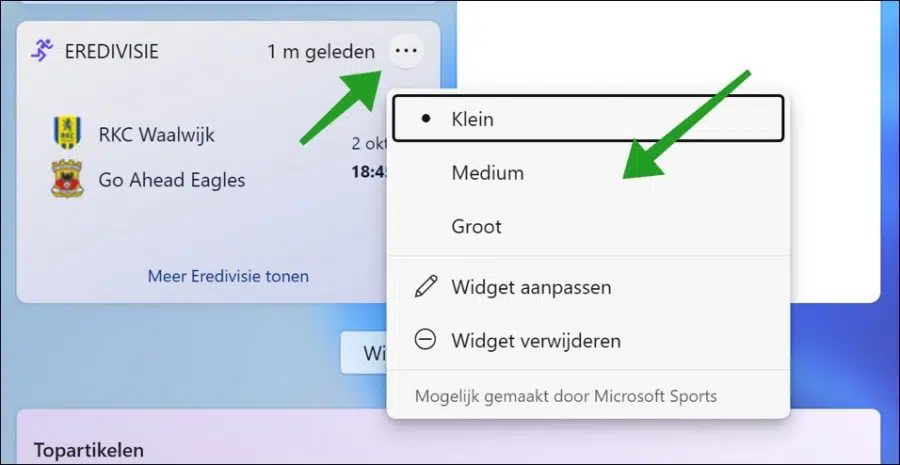 Widgets aanpassen