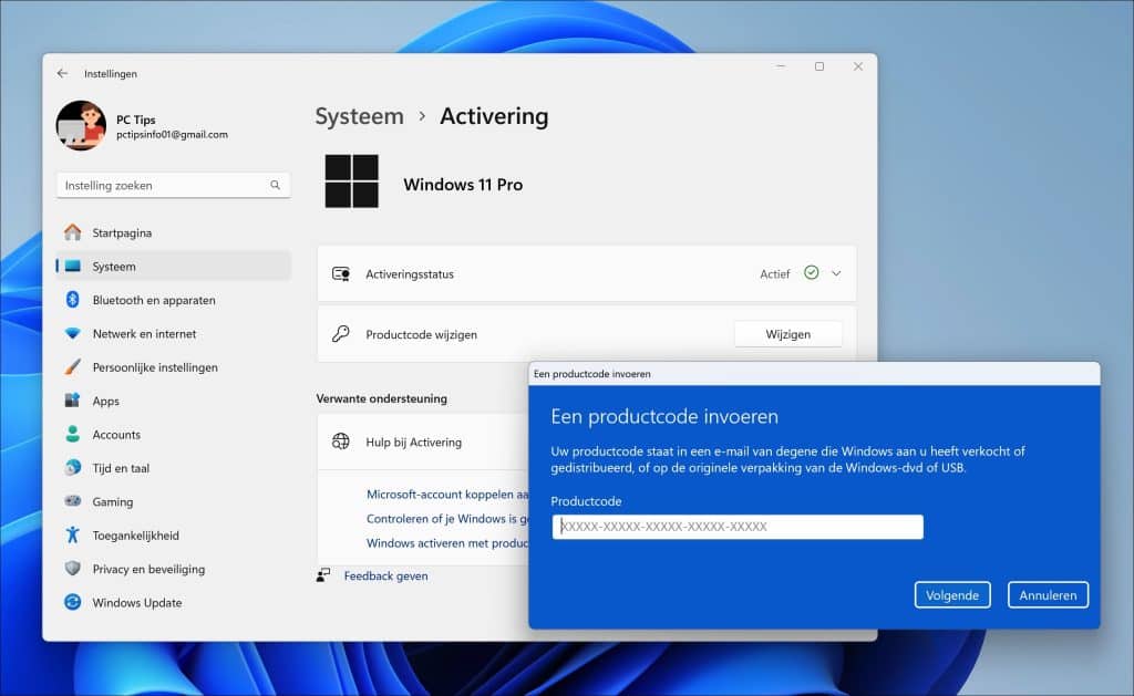 Windows 11 Home upgraden naar Windows 11 Pro