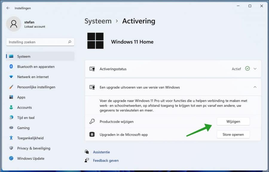 Windows 11 home naar Windows 11 professional
