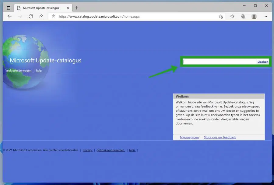 Windows update catalogus update zoeken