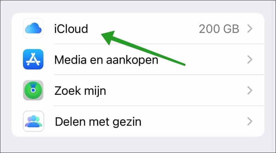 iCloud instellingen