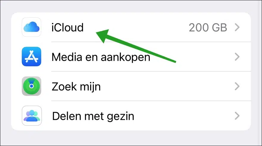 iCloud instellingen