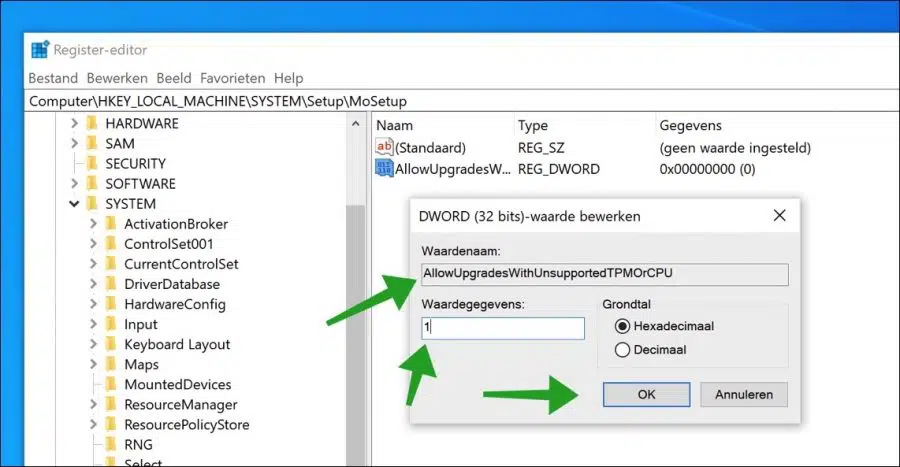 mosetup windows 11 sleutel register