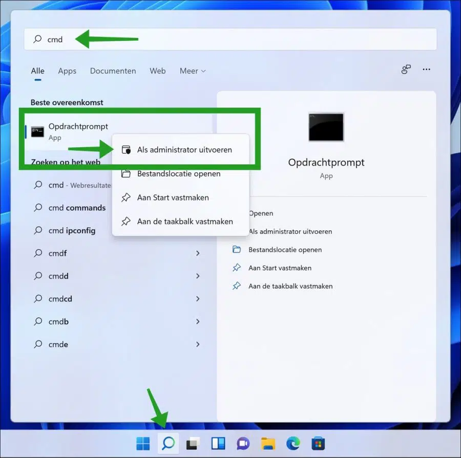 opdrachtprompt openen als administrator
