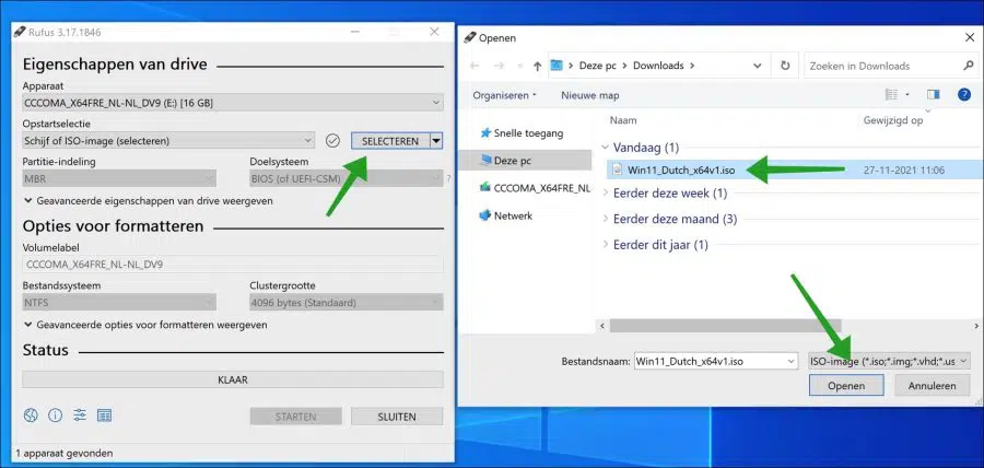 rufus windows 11 installatie usb maken