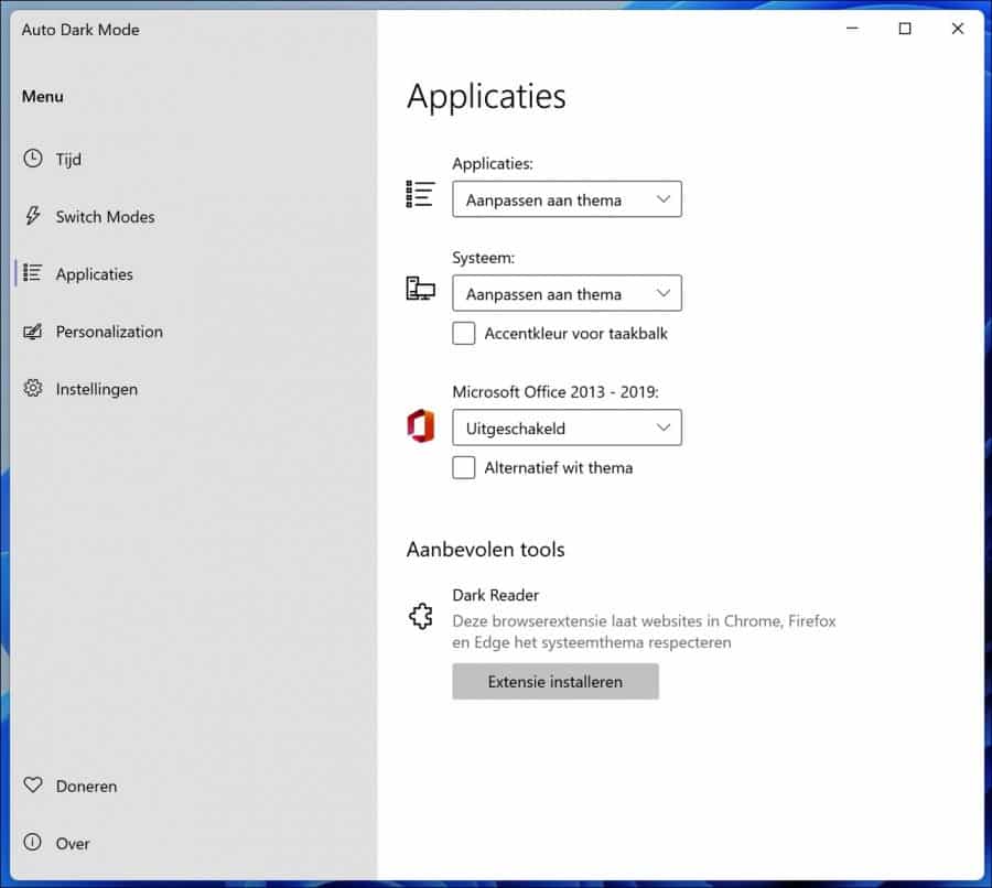 AutoDarkMode applicaties
