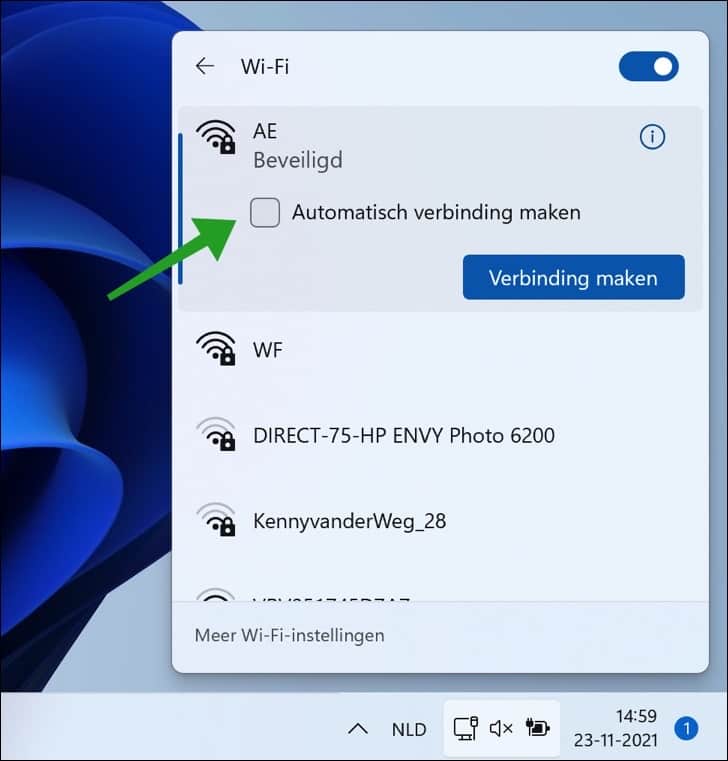 Disable automatic Wi-Fi connection in Windows 11