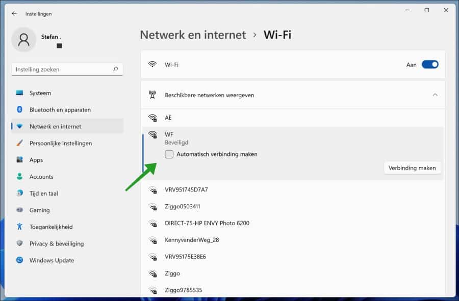 Bekend Wifi netwerk vergeten in Windows 11