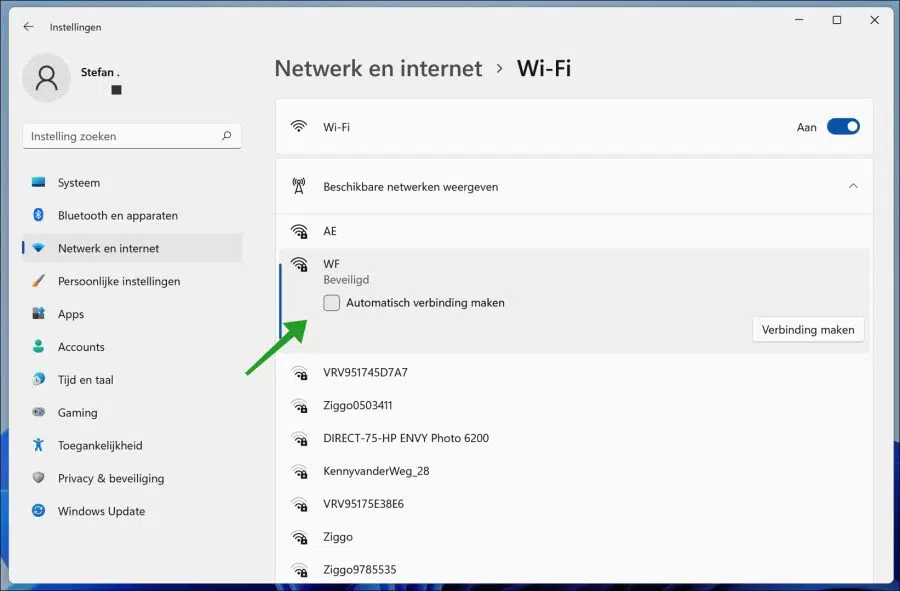 Bekend Wifi netwerk vergeten in Windows 11