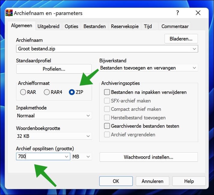 Bestand delen in meerdere stukken