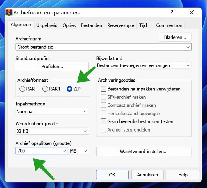 Bestand delen in meerdere stukken